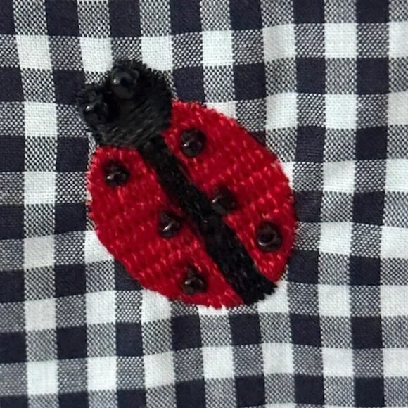 Oprah Magazine NWOT For Talbots Popover Shirt Wome's Ladybug Black Gingham Top S - Picture 8 of 14